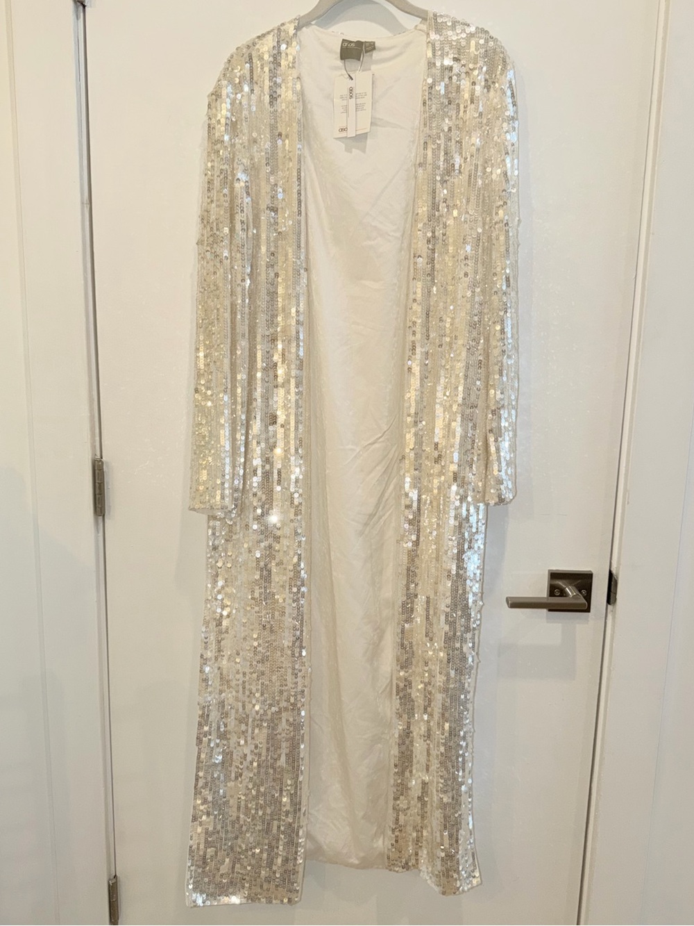 BNWT ASOS Beige Sequin Long Jacket Dustier, Sz 6